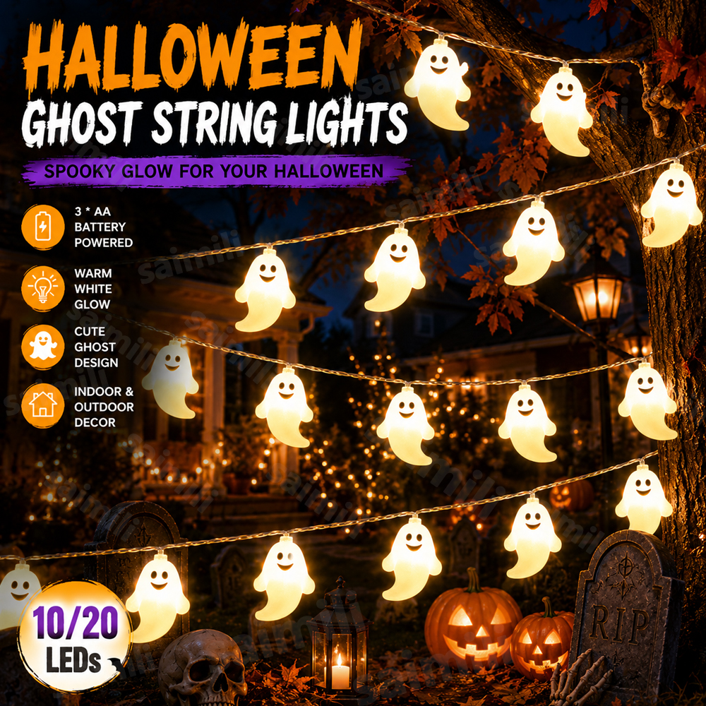Battery Ghost LED String Light - Led Fairy String Lights ulasan dan harga