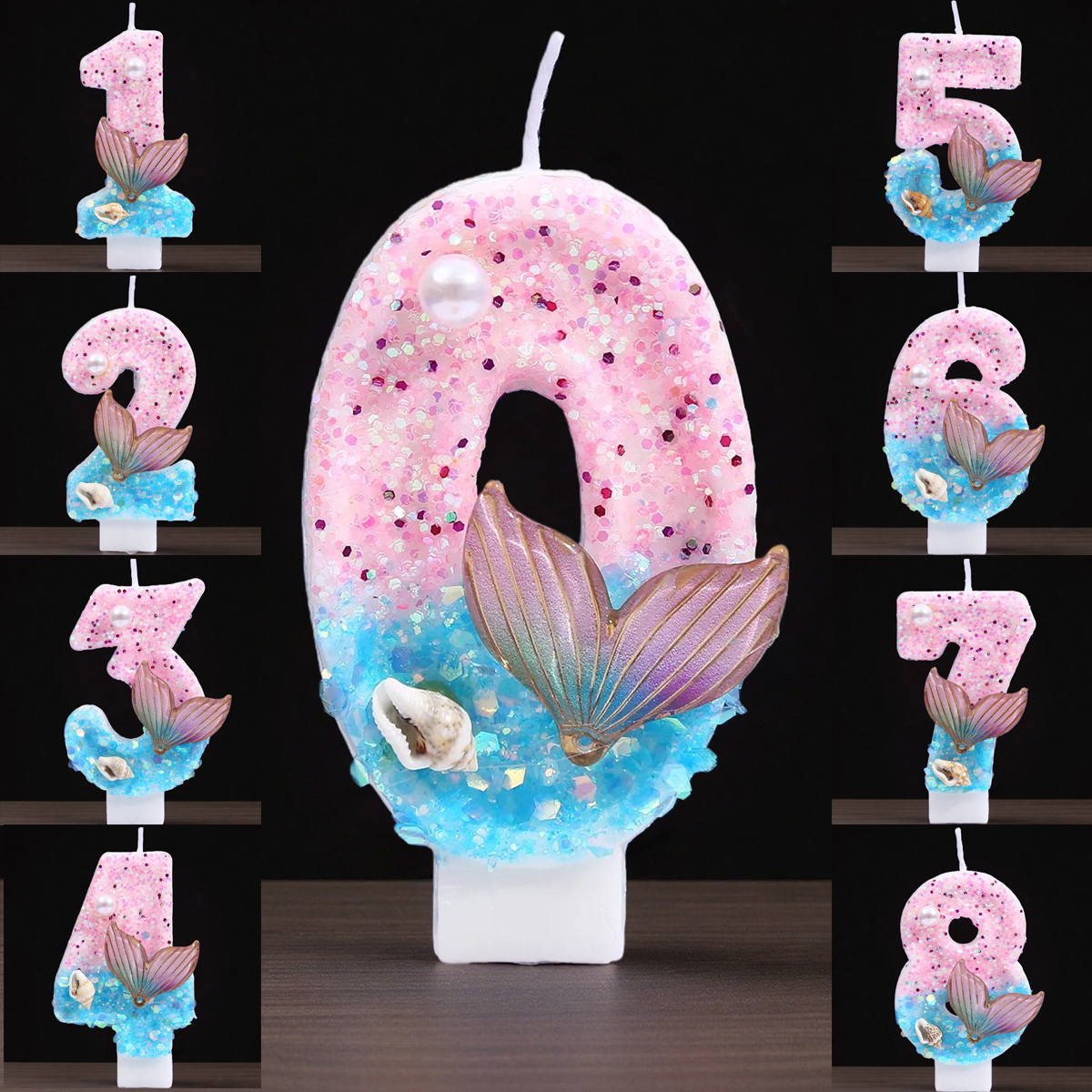 Gradient Blue Shell Pearl Crea - Holiday Candle Set ulasan dan harga