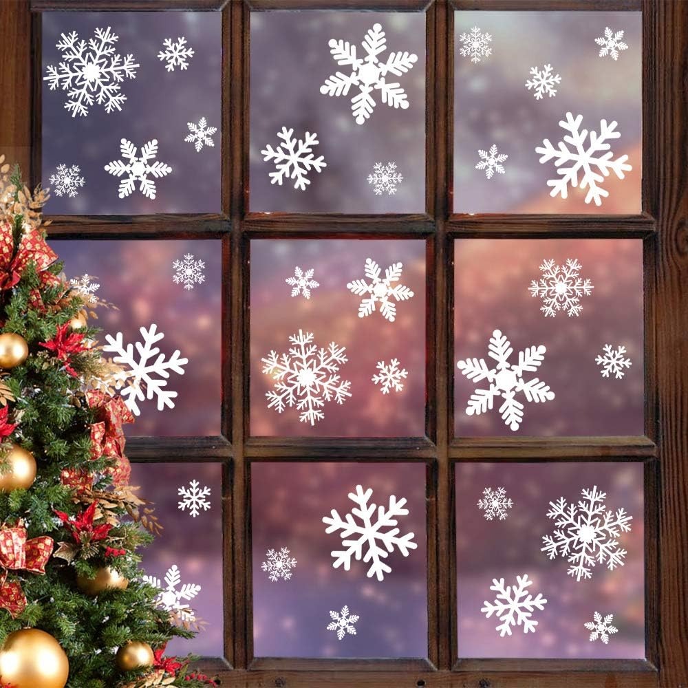 Christmas Window Clings Static - Snowflake Window Decal ulasan dan harga