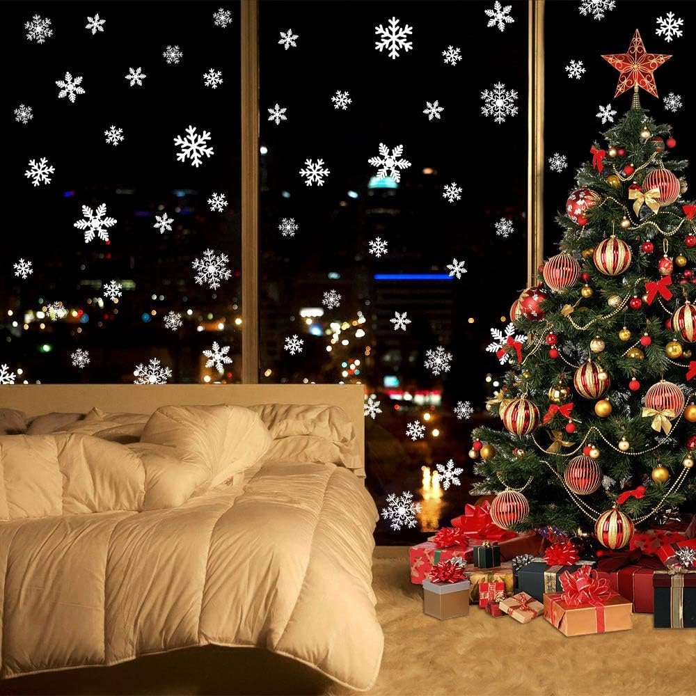 Christmas Window Clings Static - Snowflake Window Decal ulasan dan harga