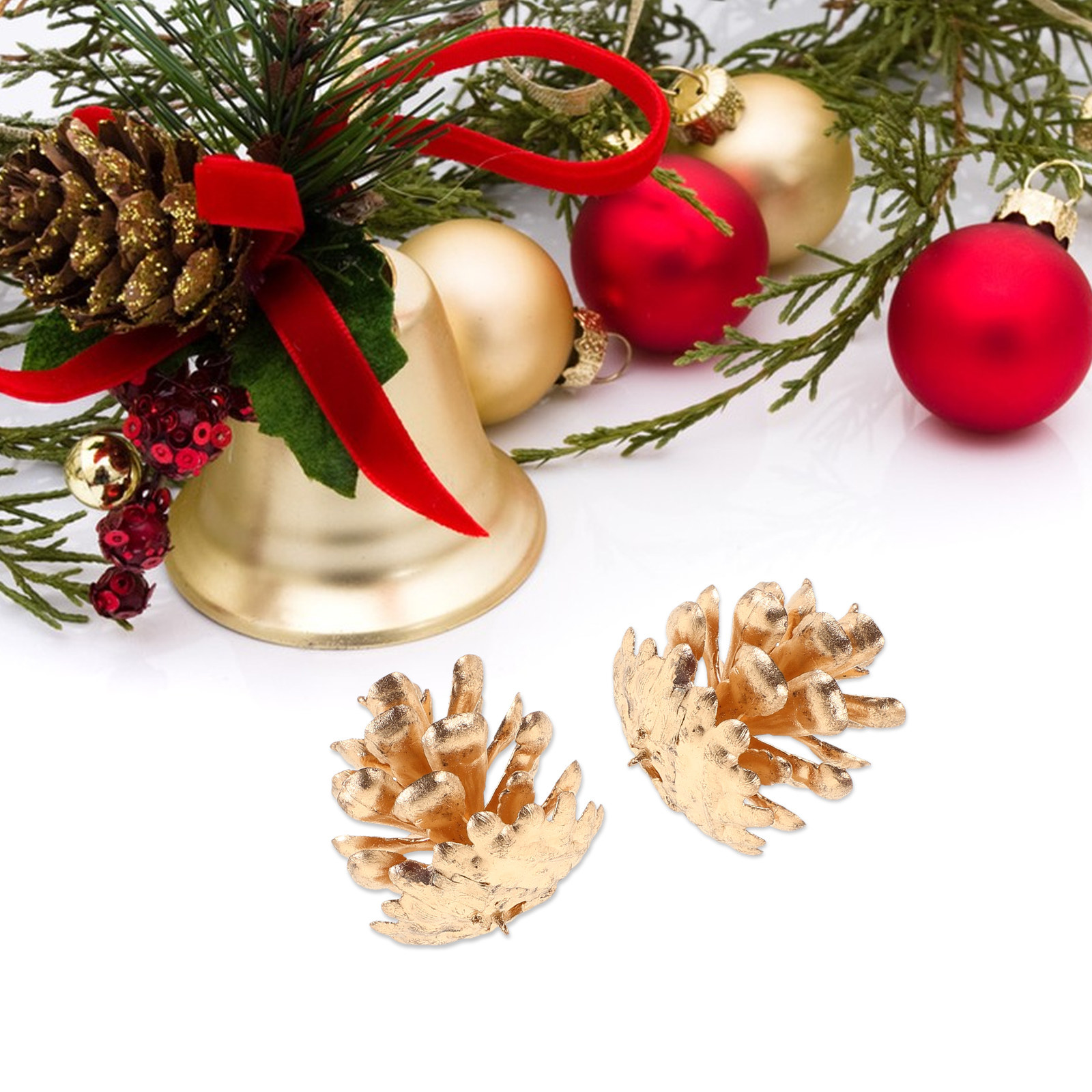10Pcs Gold Plastic Pinecones R - Christmas Wreath Fake ulasan dan harga