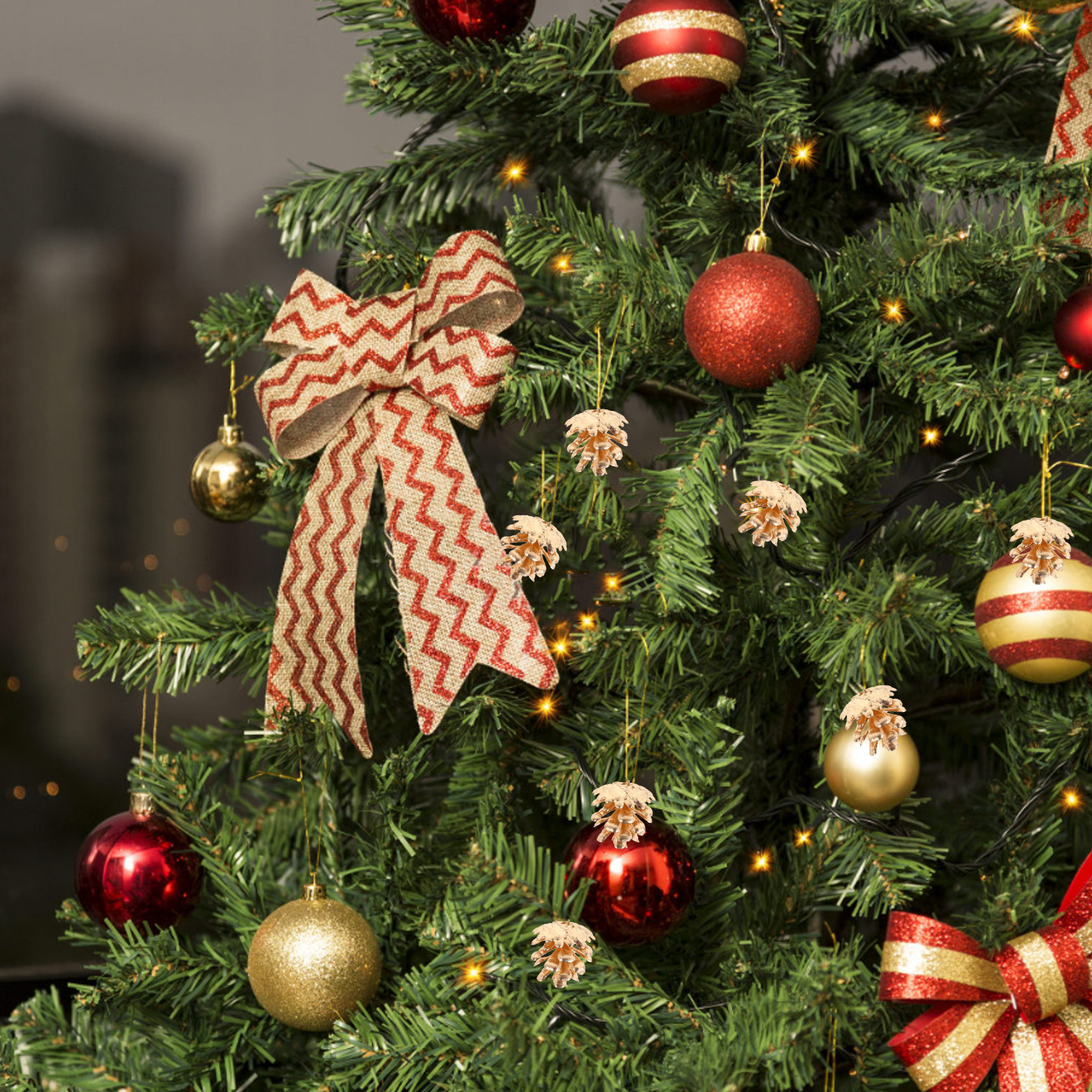 10Pcs Gold Plastic Pinecones R - Christmas Wreath Fake ulasan dan harga