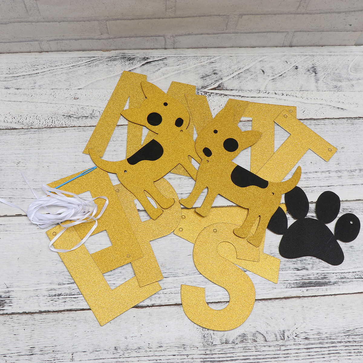 Golden Glitter Dog Paw Bunting - Star Tree Topper ulasan dan harga