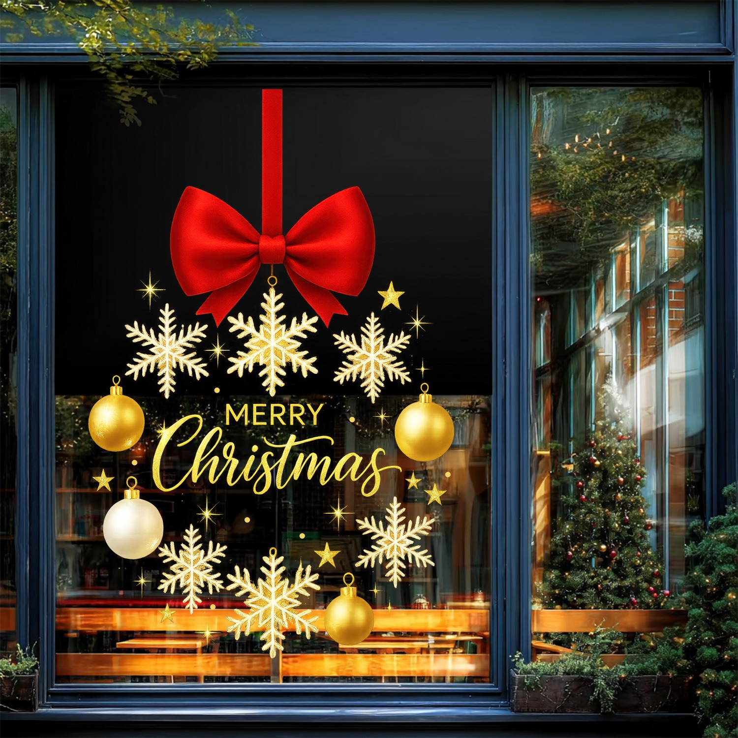 Christmas Stickers Gold Snowfl - Snowflake Window Decal ulasan dan harga