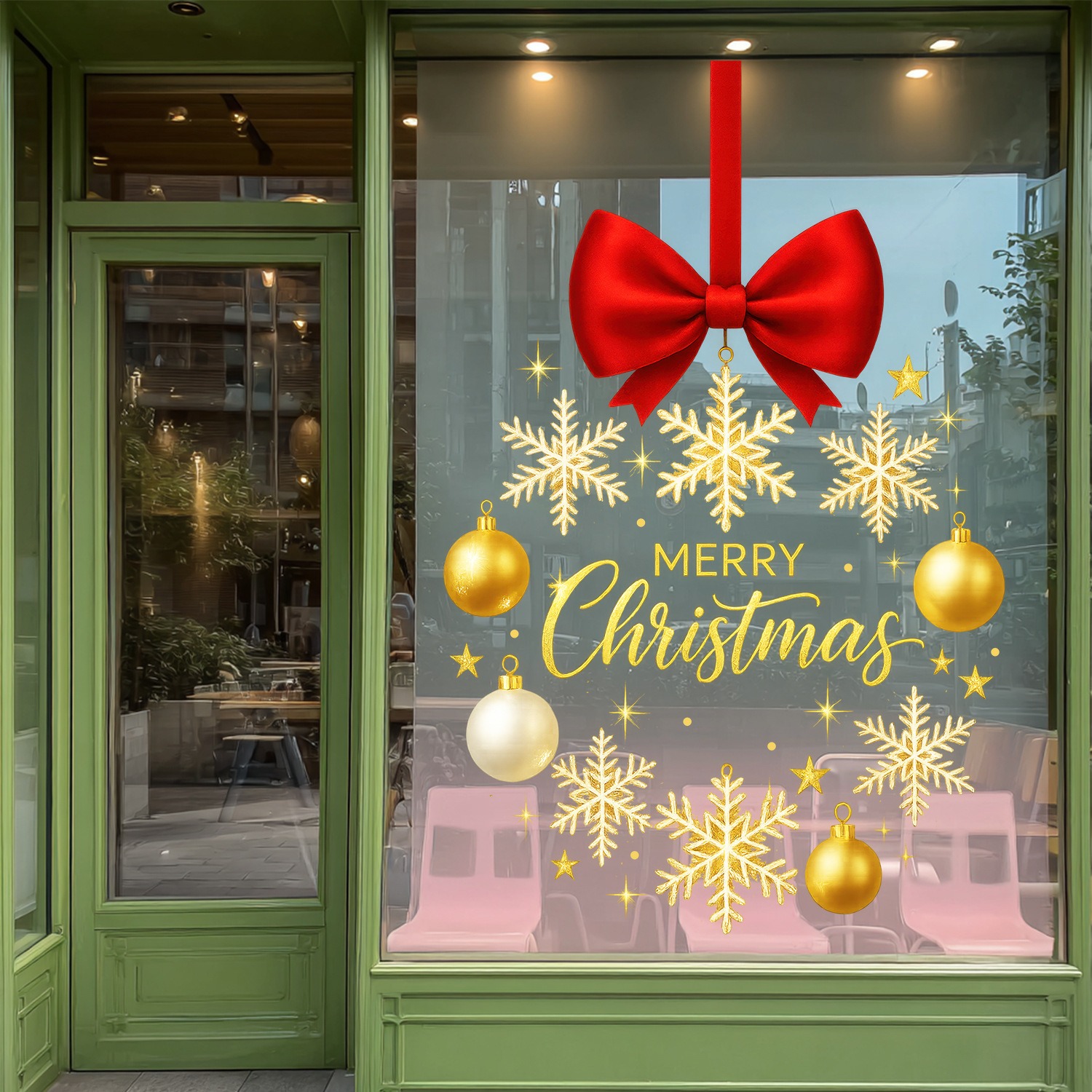 Christmas Stickers Gold Snowfl - Snowflake Window Decal ulasan dan harga