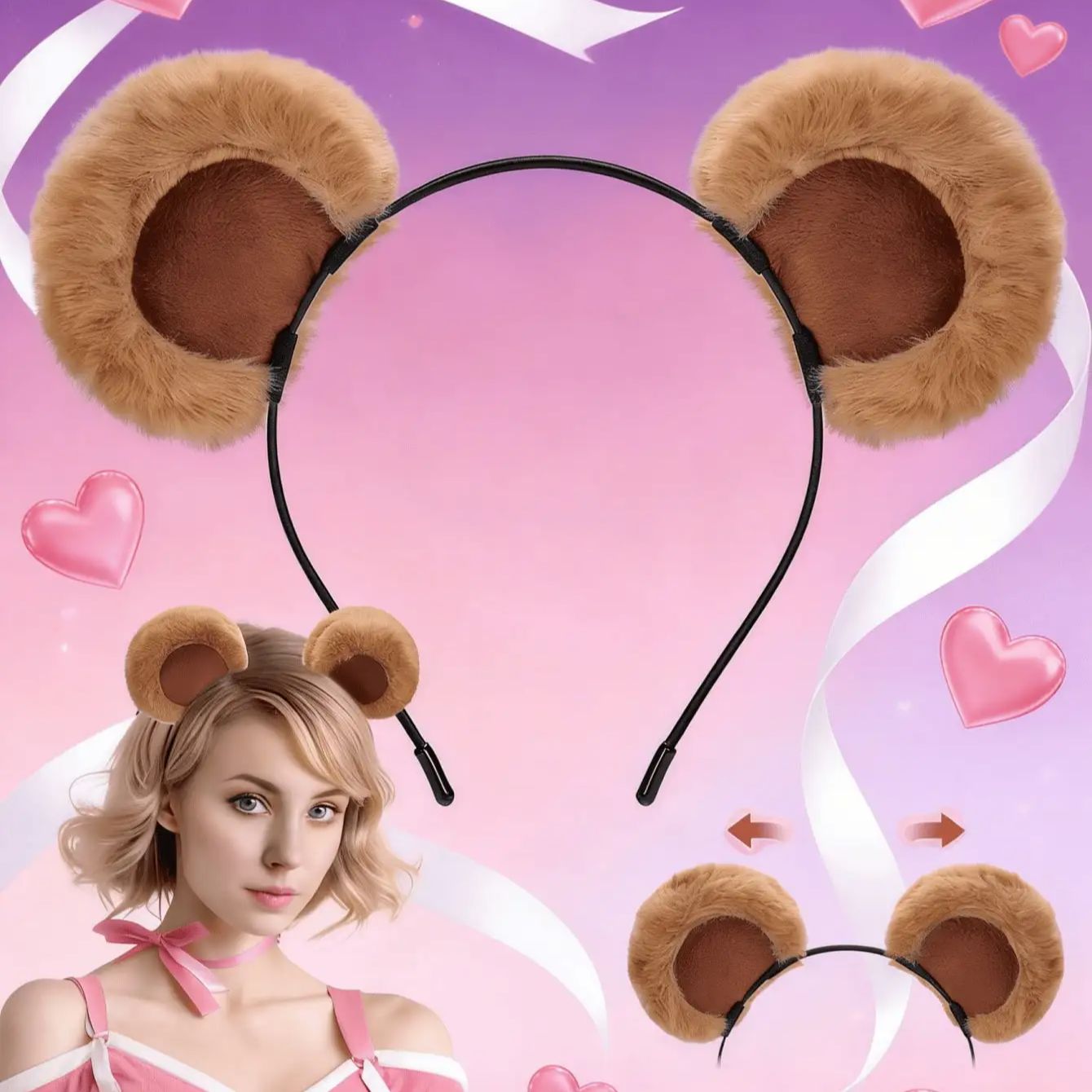 1pc Valentine's Day Brown Bear - Reindeer Antlers Headband ulasan dan harga