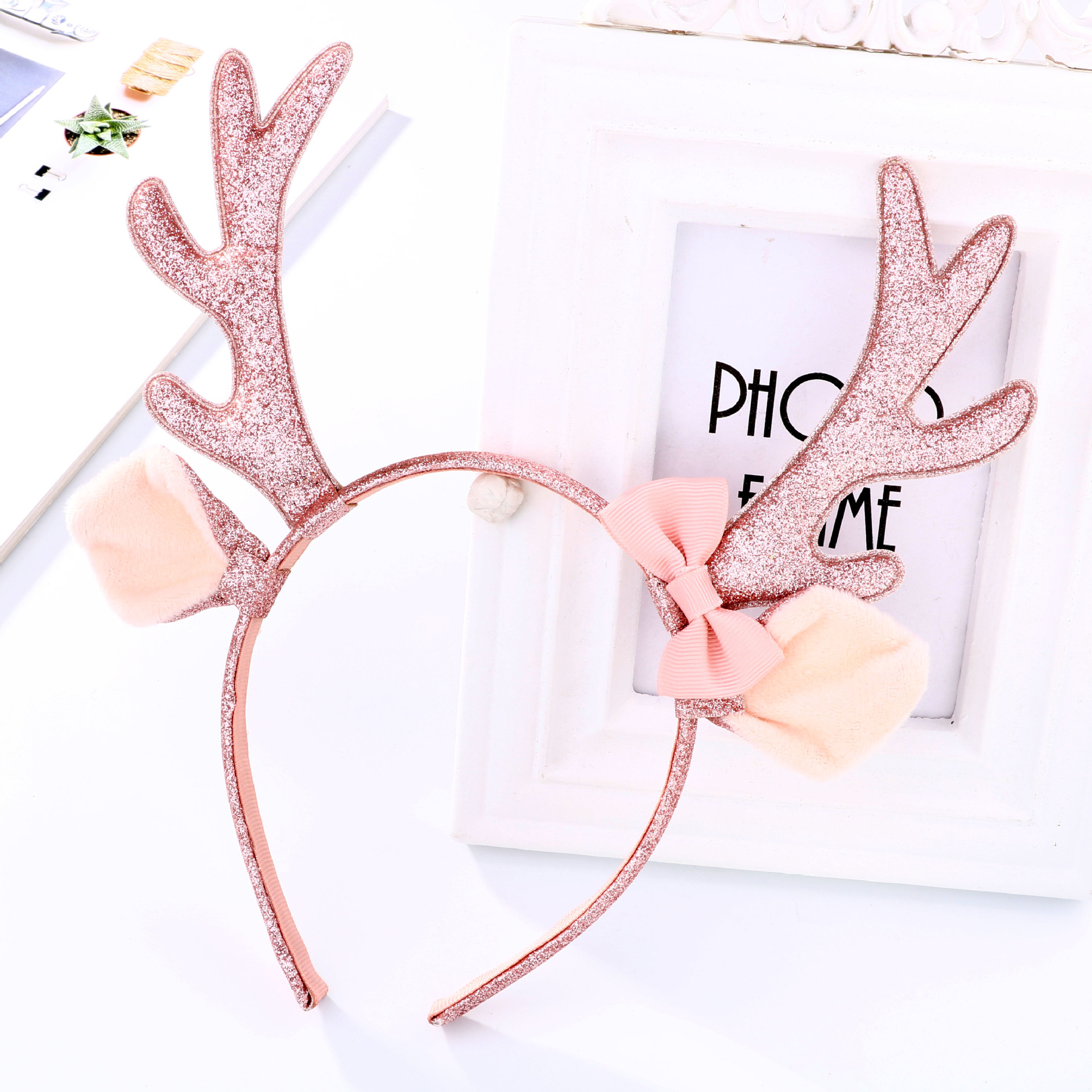 Cute Pink Glitter Reindeer Ant - Reindeer Antlers Headband ulasan dan harga