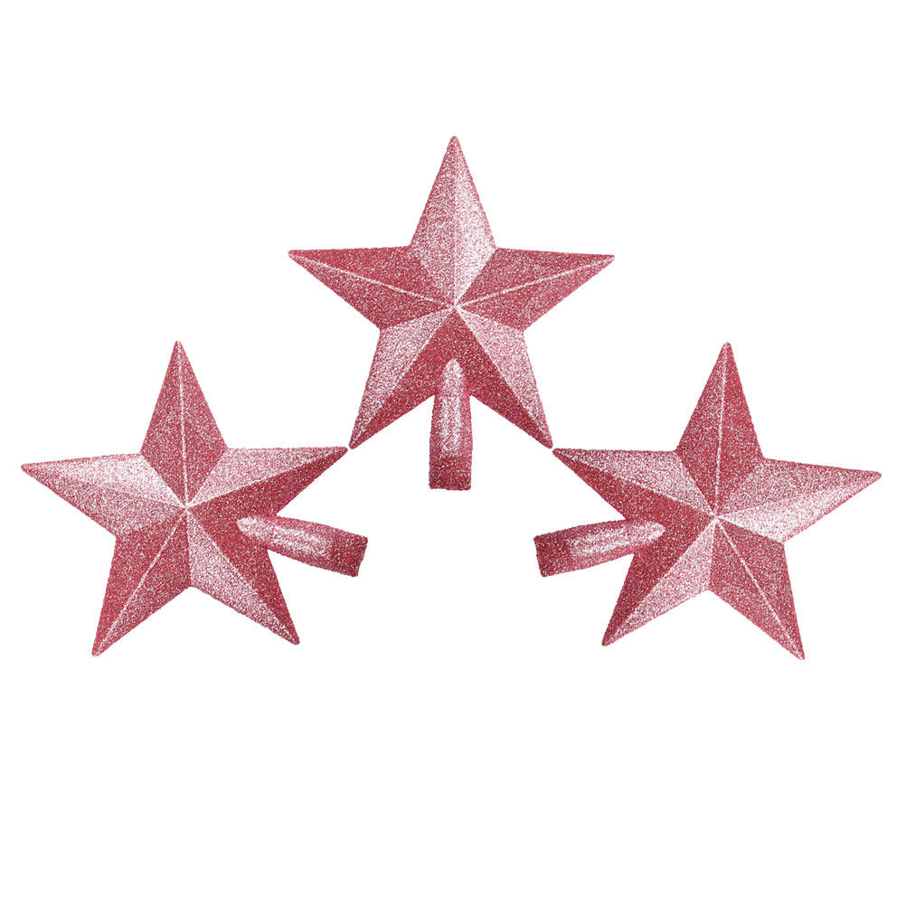 3Pcs 20Cm Small Pink Glitter S - Star Tree Topper ulasan dan harga