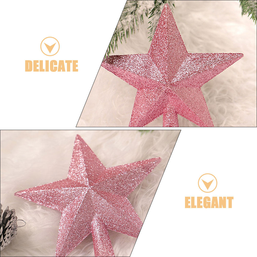 3Pcs 20Cm Small Pink Glitter S - Star Tree Topper ulasan dan harga