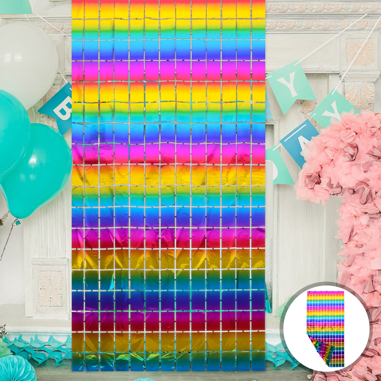 Square Tinsel Door Curtain Rai - Tinsel Garland Decoration ulasan dan harga