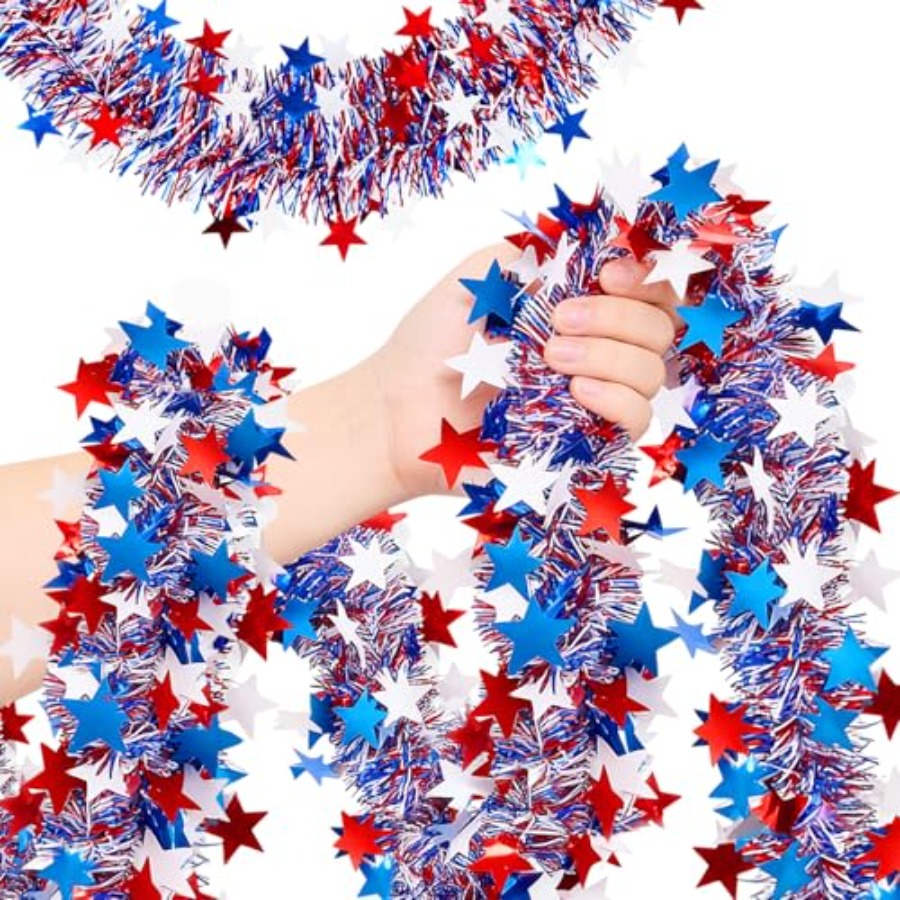 50 Ft Patriotic Glitter Tinsel - Tinsel Garland Decoration ulasan dan harga