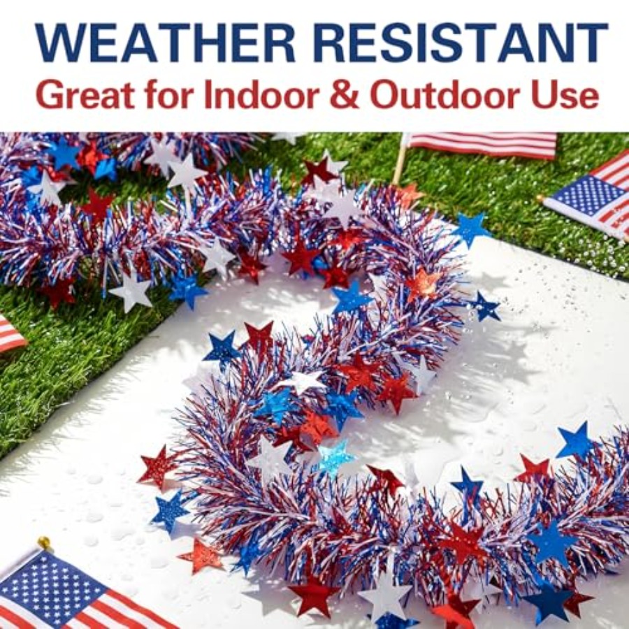 50 Ft Patriotic Glitter Tinsel - Tinsel Garland Decoration ulasan dan harga